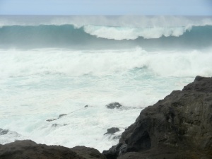 Larger swells at Jaws on Maui's north shore.