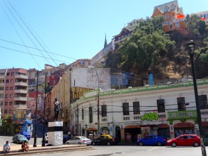 View from the modern more commercial area up to one of the neighborhoods.