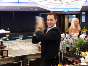 Martin shaking me up an awesome vodka martini. He was probably my favorite crew person on board. As soon as he saw me walk into the Observation lounge he started shakin'.