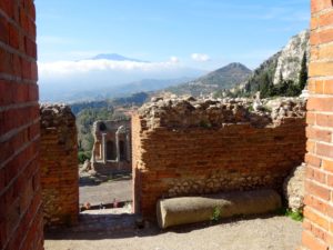 Roman ruins near the top of Taormina. 