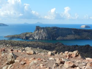 View of some of the islands surrounding Santorini. 